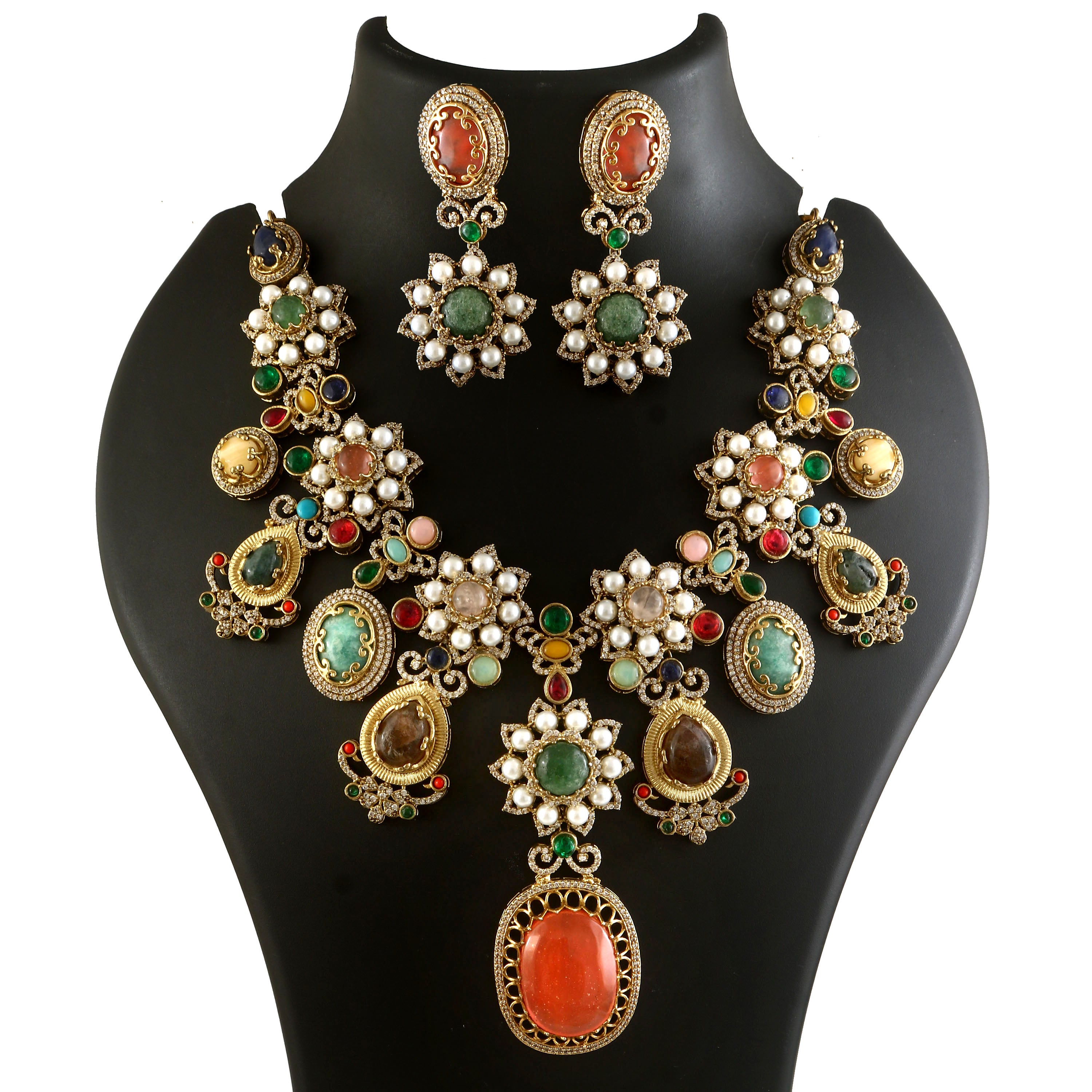 NK-344- Jadau Kundan Necklace with Emerald