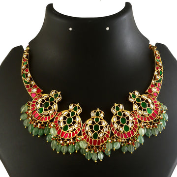 NK-346- Jadau Kundan Necklace with Emerald