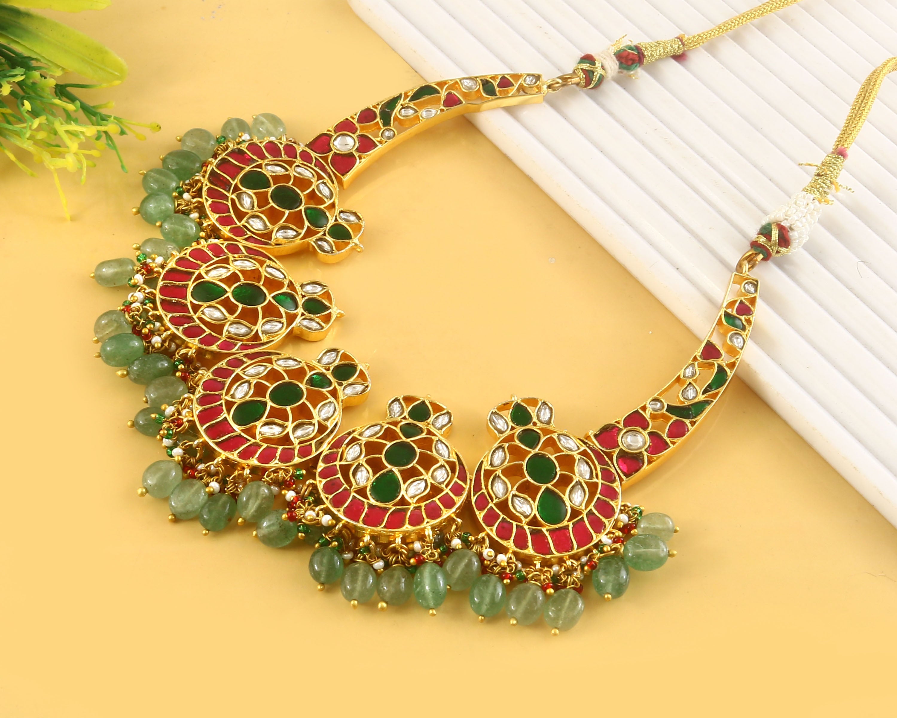 NK-346- Jadau Kundan Necklace with Emerald