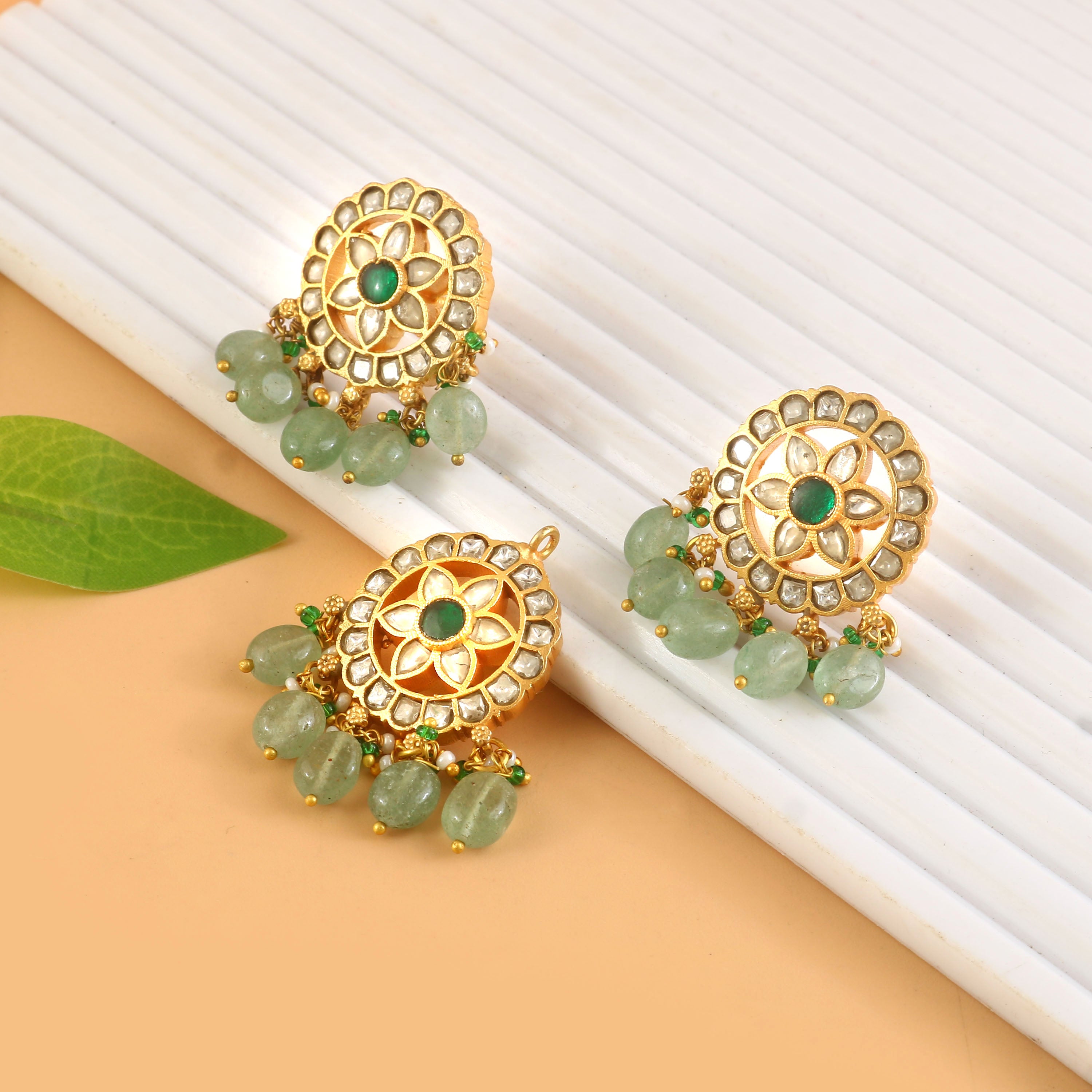 PN-104 - Jadau Kundan Pandent & Earring  with Emerald