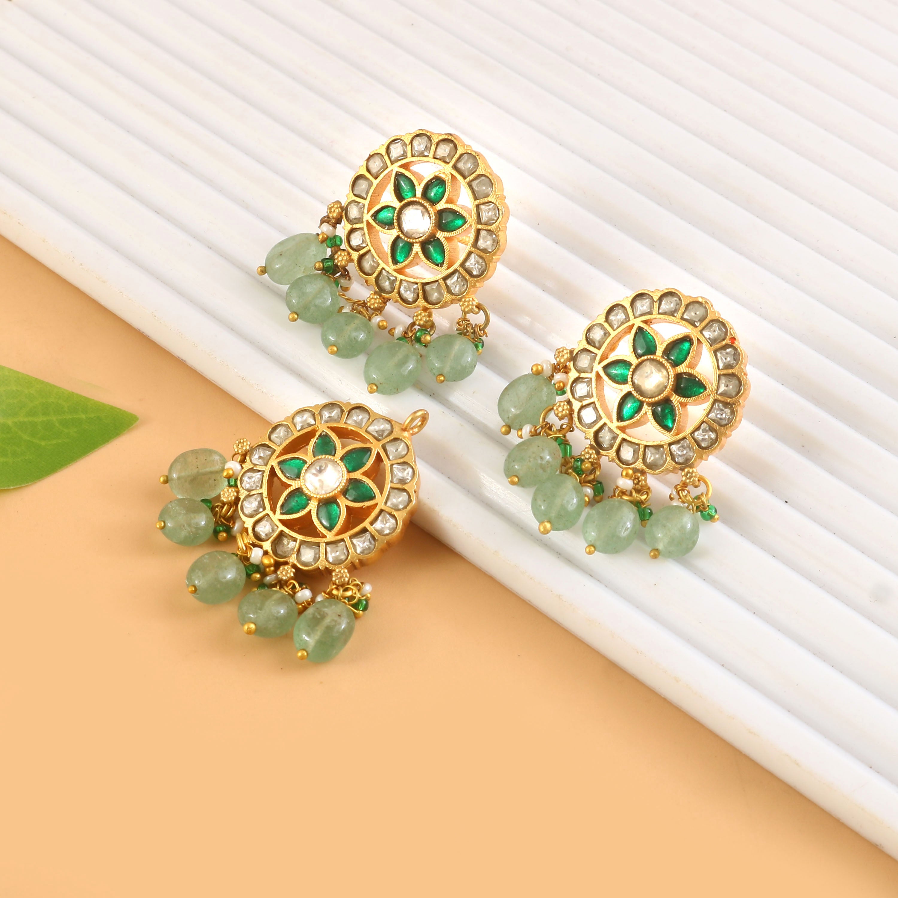 PN-106 - Jadau Kundan Pandent & Earring  with Emerald