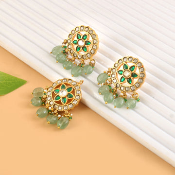 PN-106 - Jadau Kundan Pandent & Earring  with Emerald