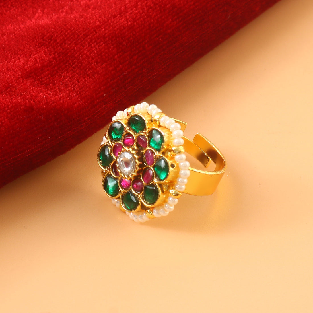 RG-101 - Jadau Kundan Ring with Emerald