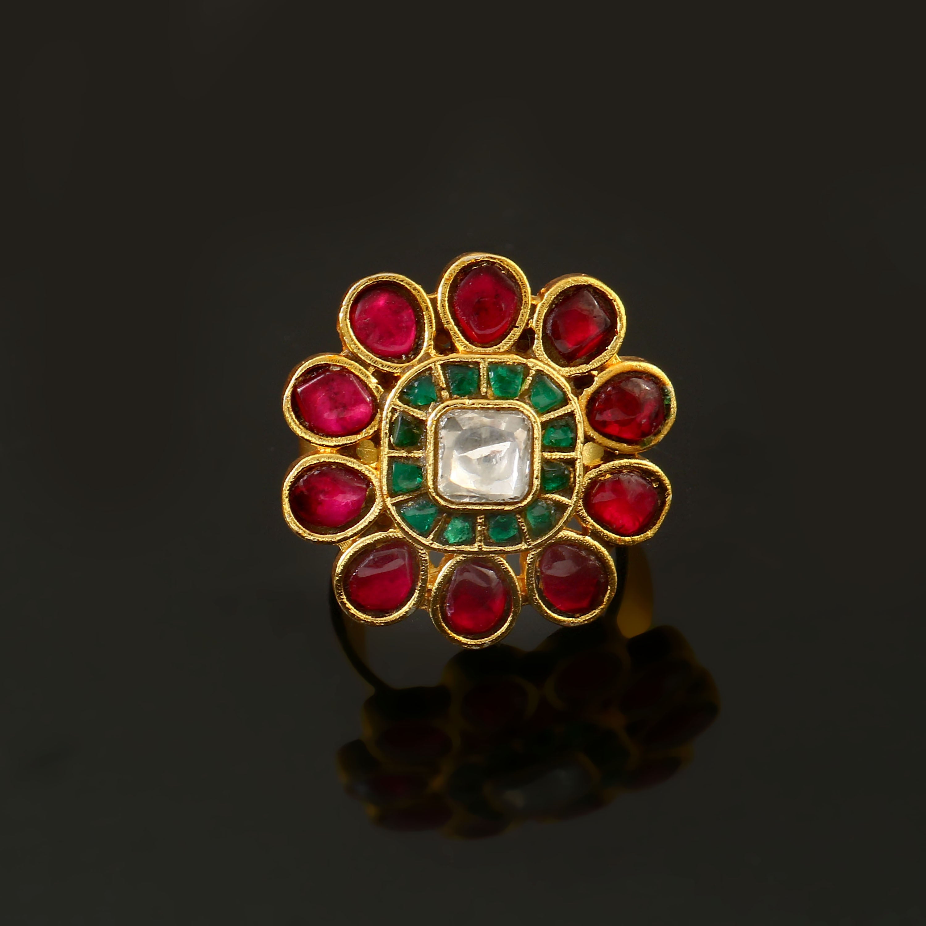 RG-102 - Jadau Kundan Ring with Emerald