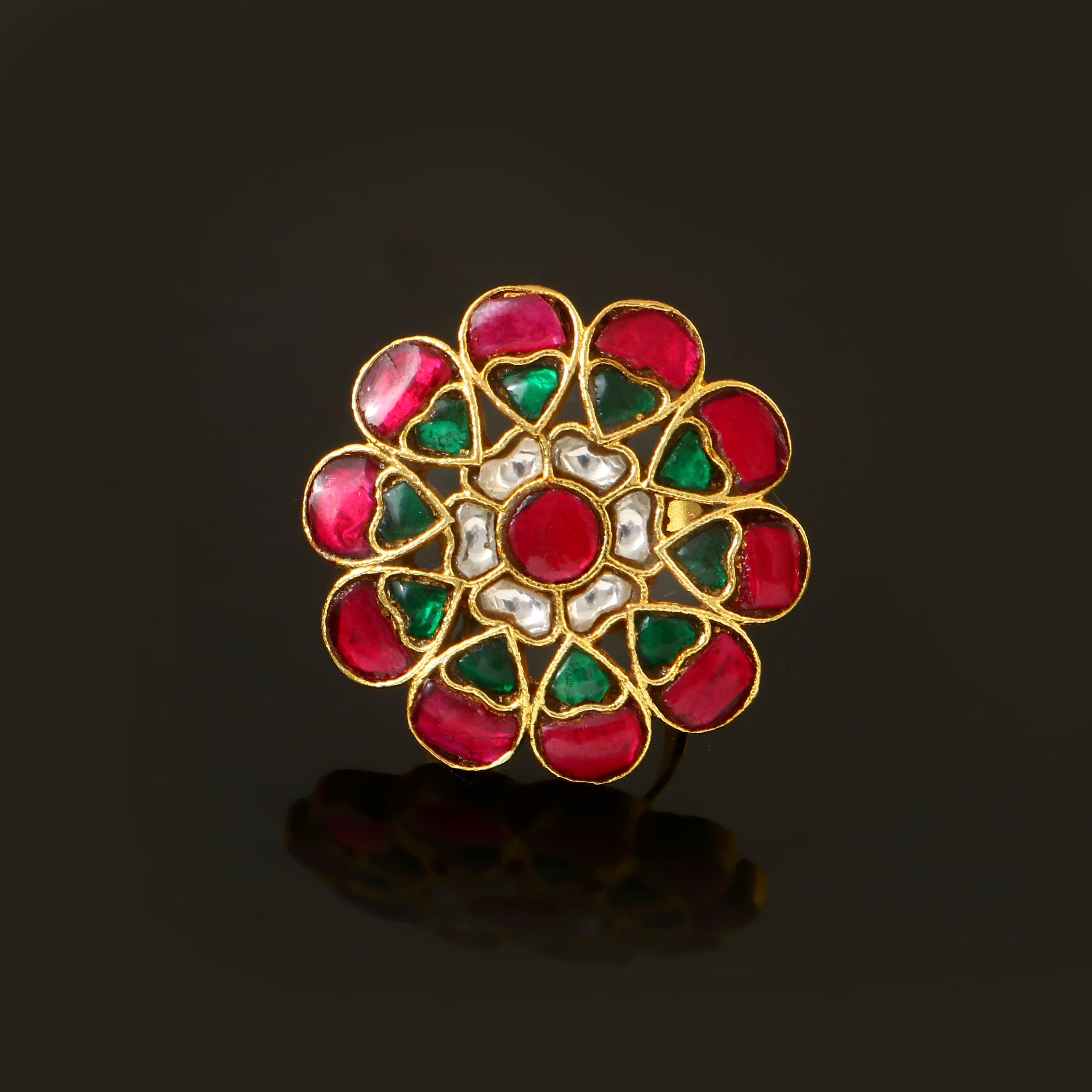 RG-104 - Jadau Kundan Ring with Emerald