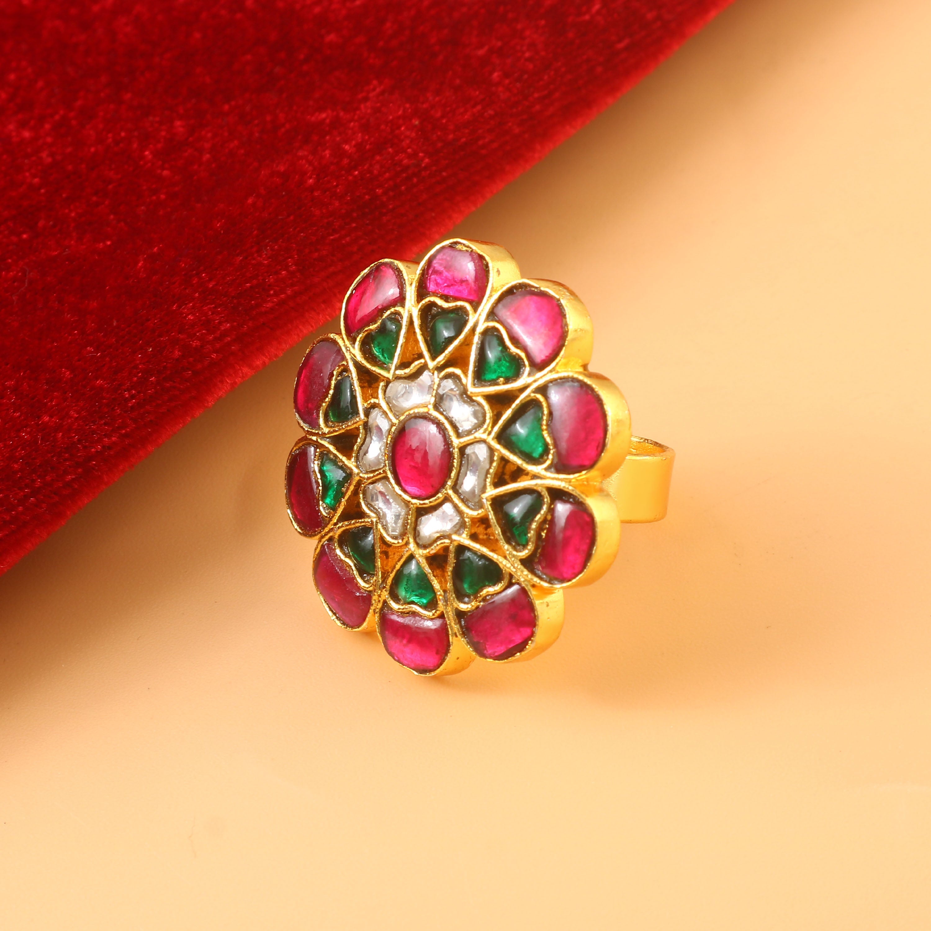 RG-104 - Jadau Kundan Ring with Emerald