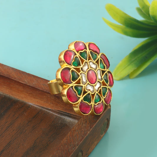 RG-104 - Jadau Kundan Ring with Emerald