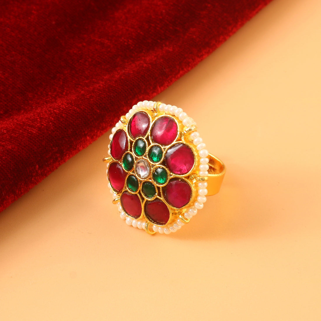 RG-107 - Jadau Kundan Ring with Emerald