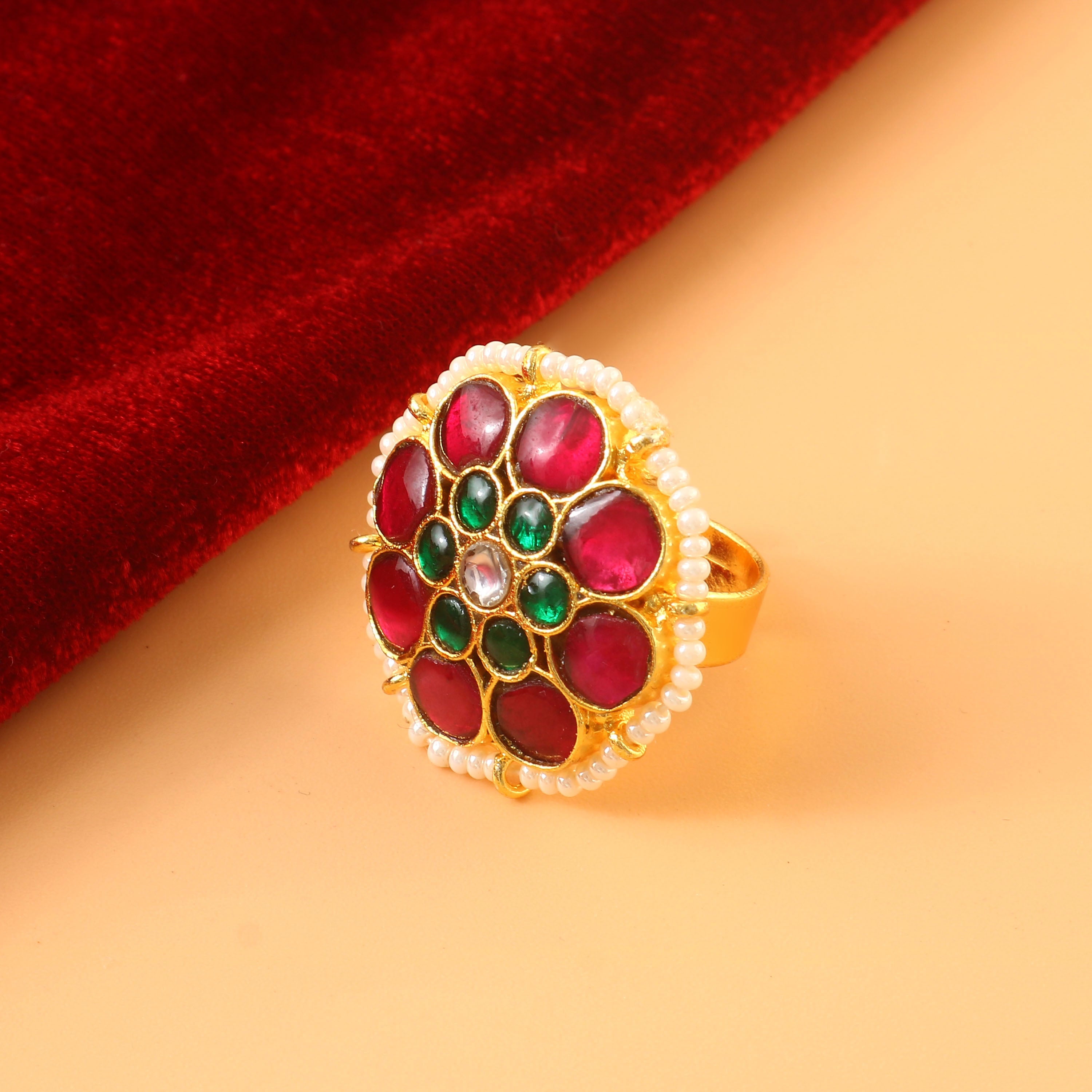 RG-107 - Jadau Kundan Ring with Emerald