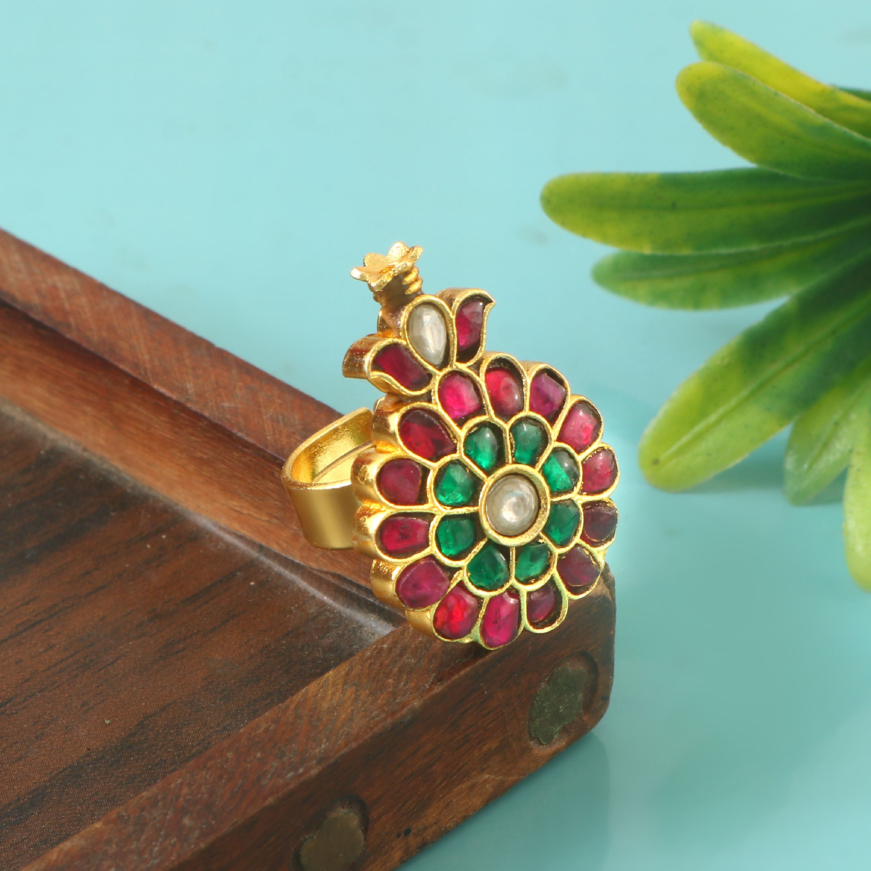 RG-109 - Jadau Kundan Ring with Emerald