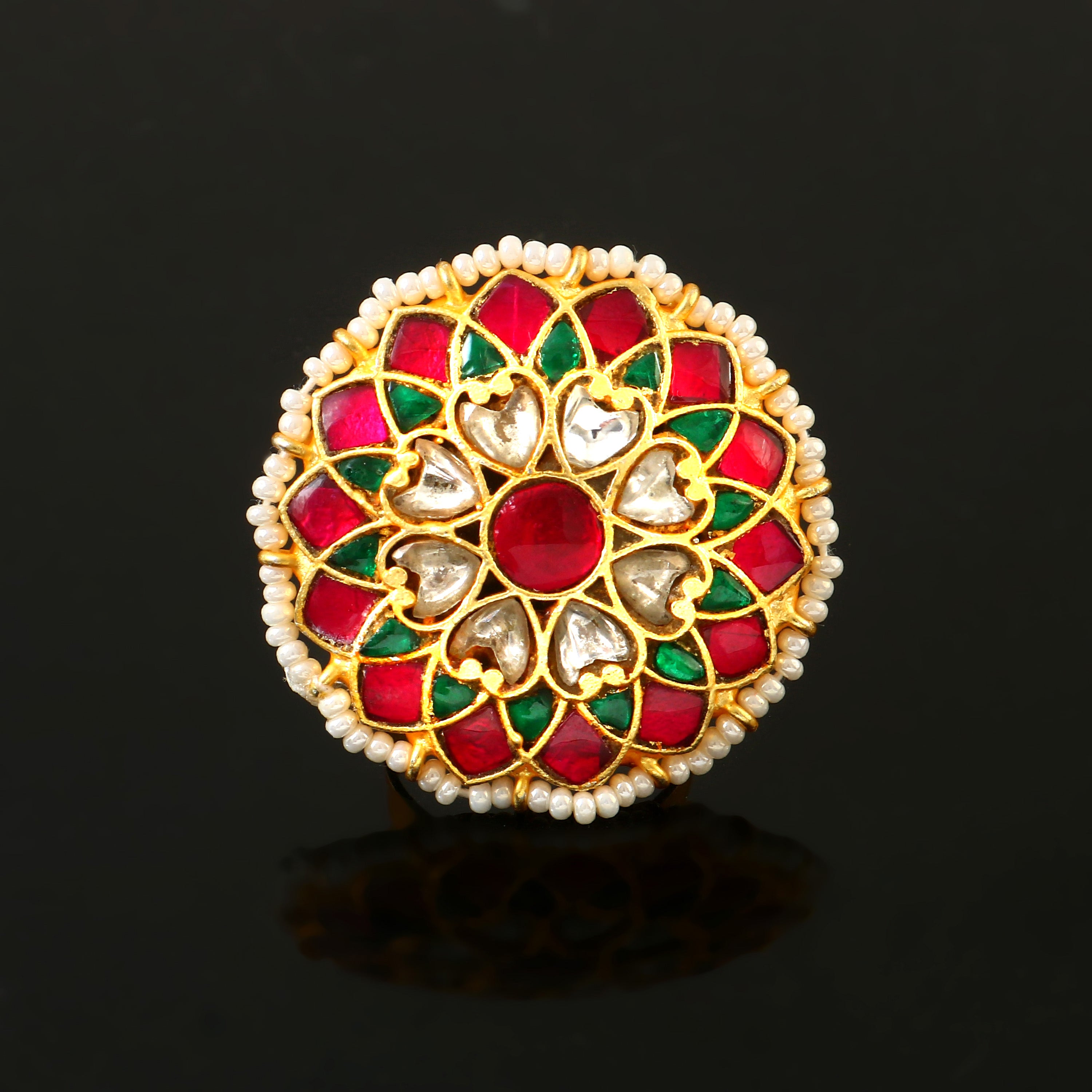 RG-113 - Jadau Kundan Ring with Emerald