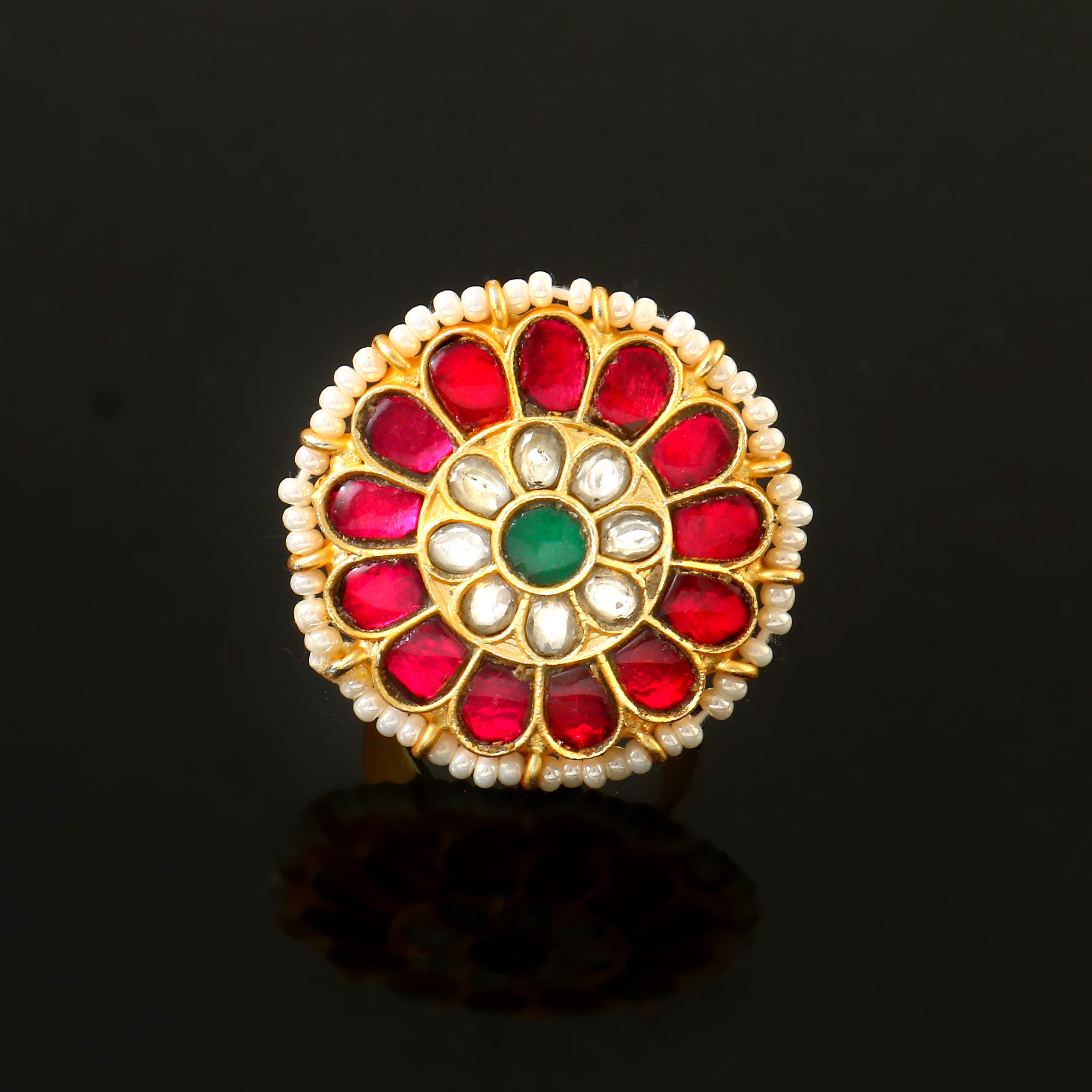 RG-115 - Jadau Kundan Ring with Emerald
