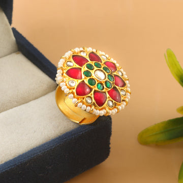 RG-116 - Jadau Kundan Ring with Emerald