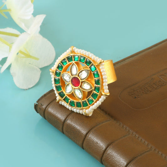 RG-117 - Jadau Kundan Ring with Emerald