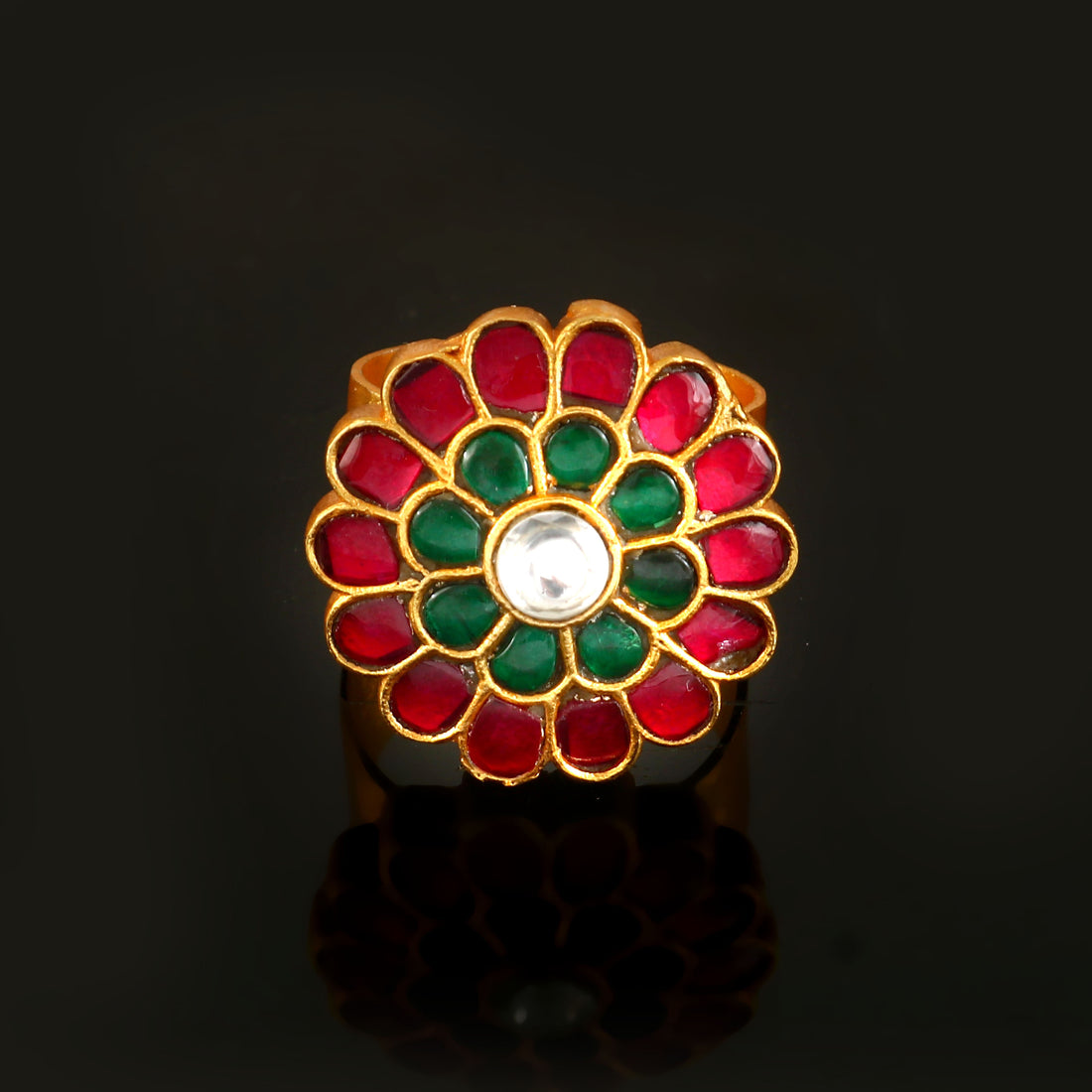 RG-120 - Jadau Kundan Ring with Emerald