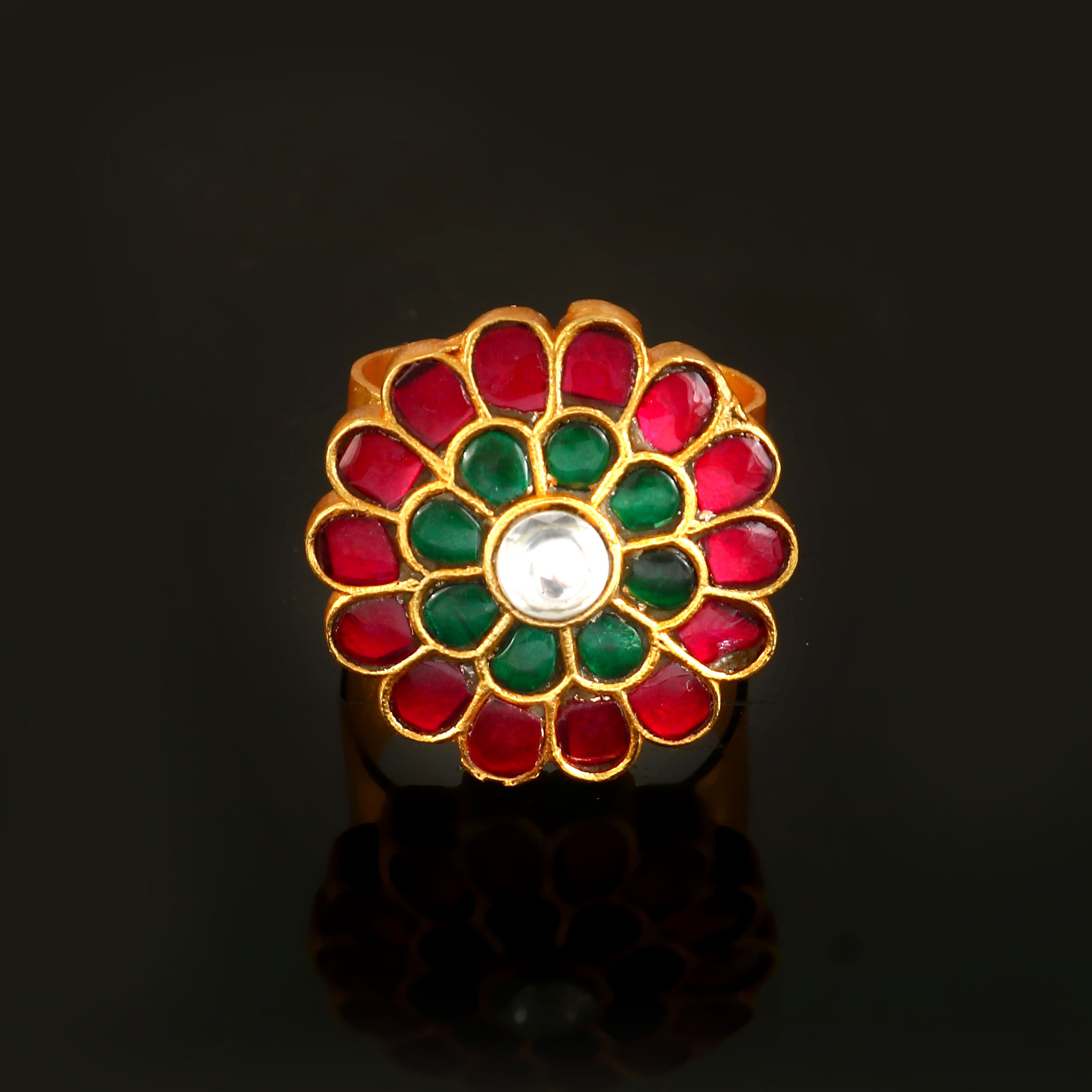 RG-120 - Jadau Kundan Ring with Emerald