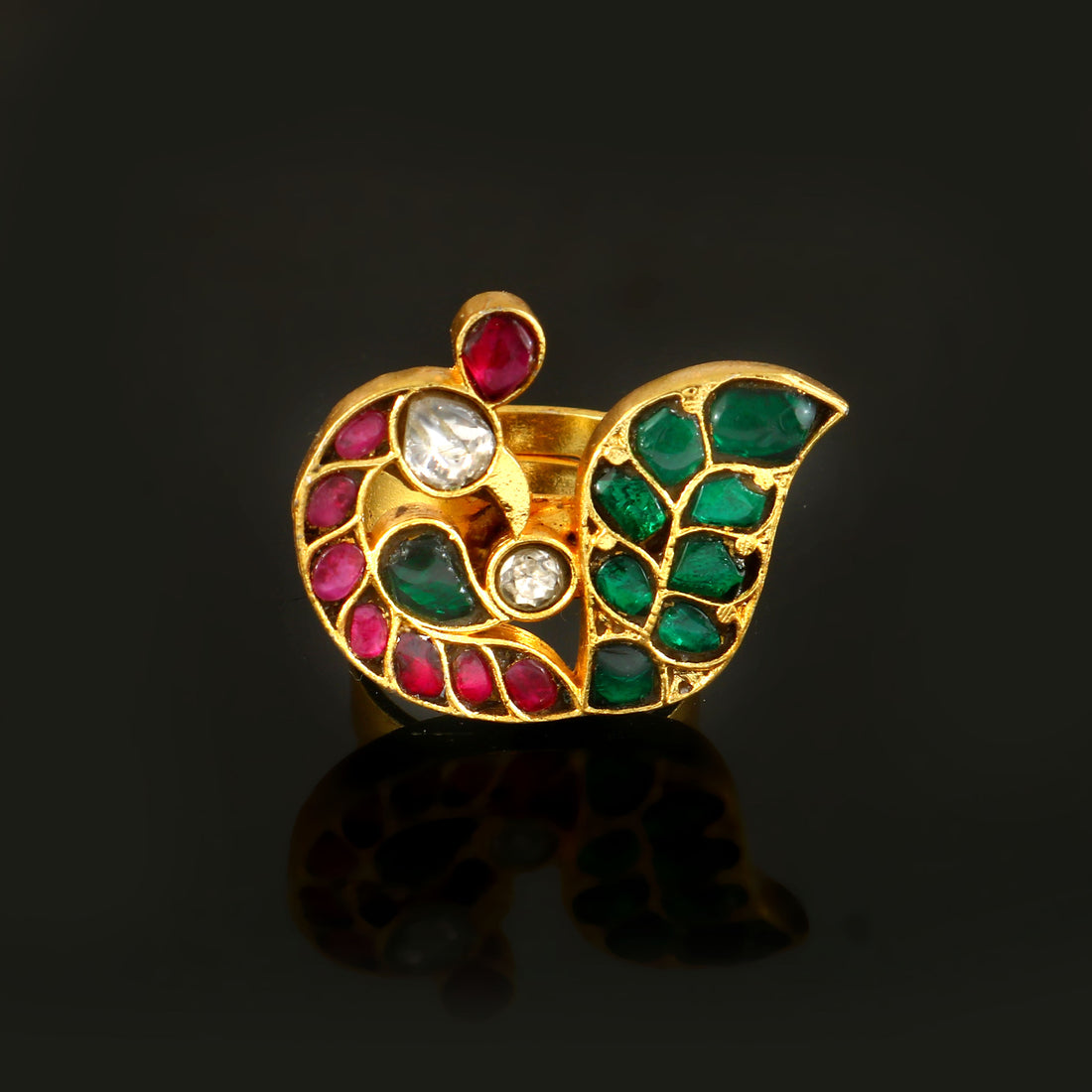 RG-122 - Jadau Kundan Ring with Emerald