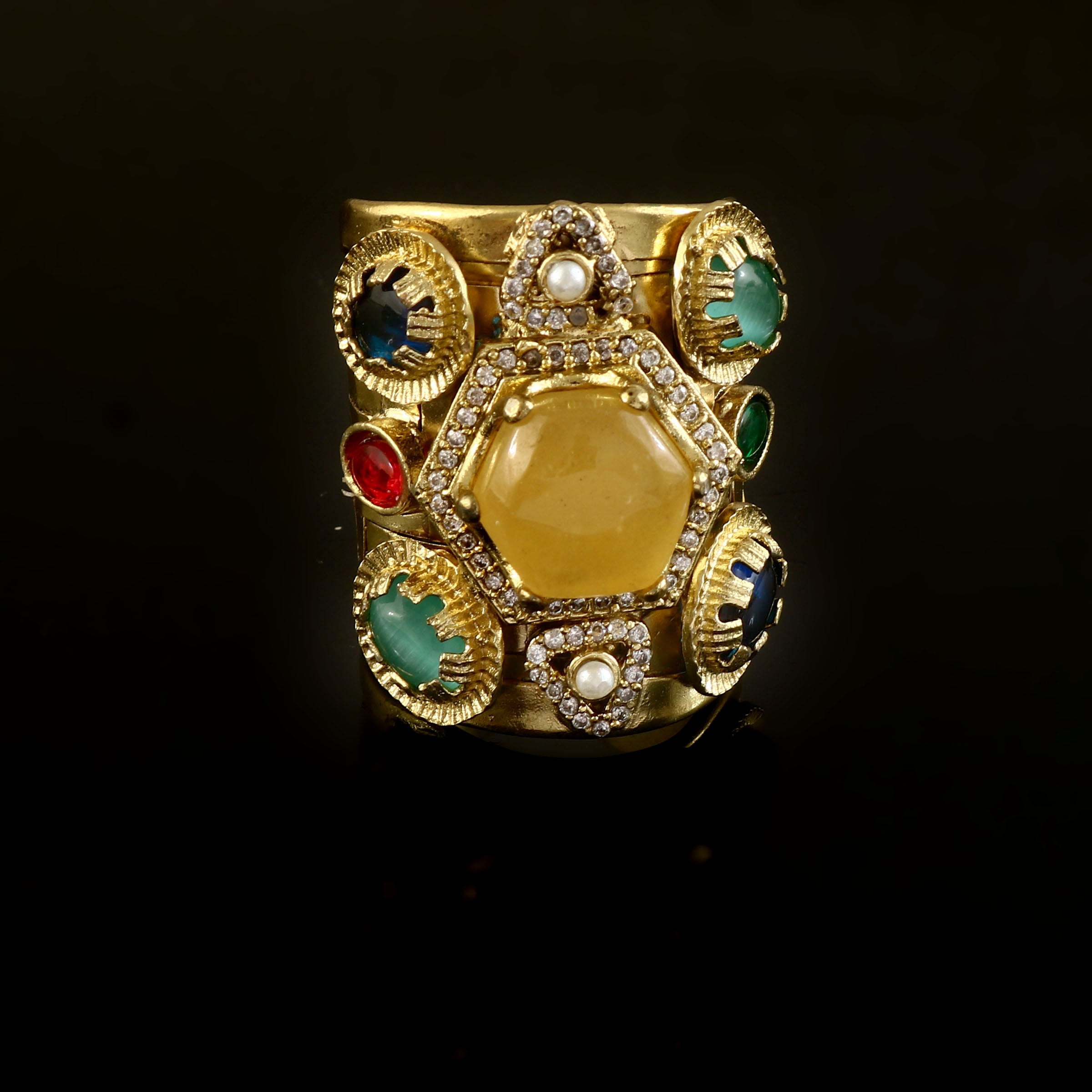 RG-123 - Jadau Kundan Ring with Emerald