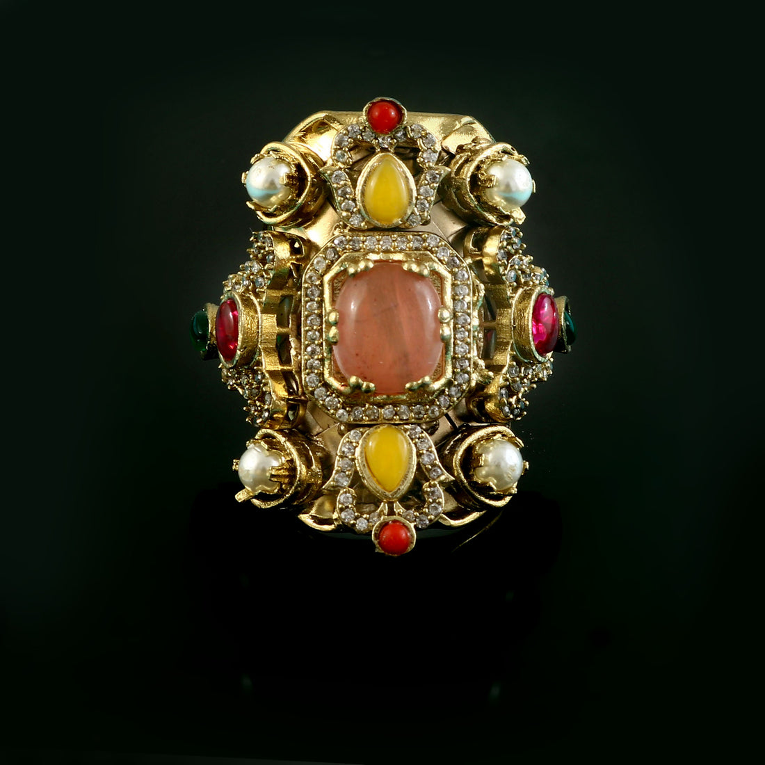RG-124 - Jadau Kundan Ring with Emerald