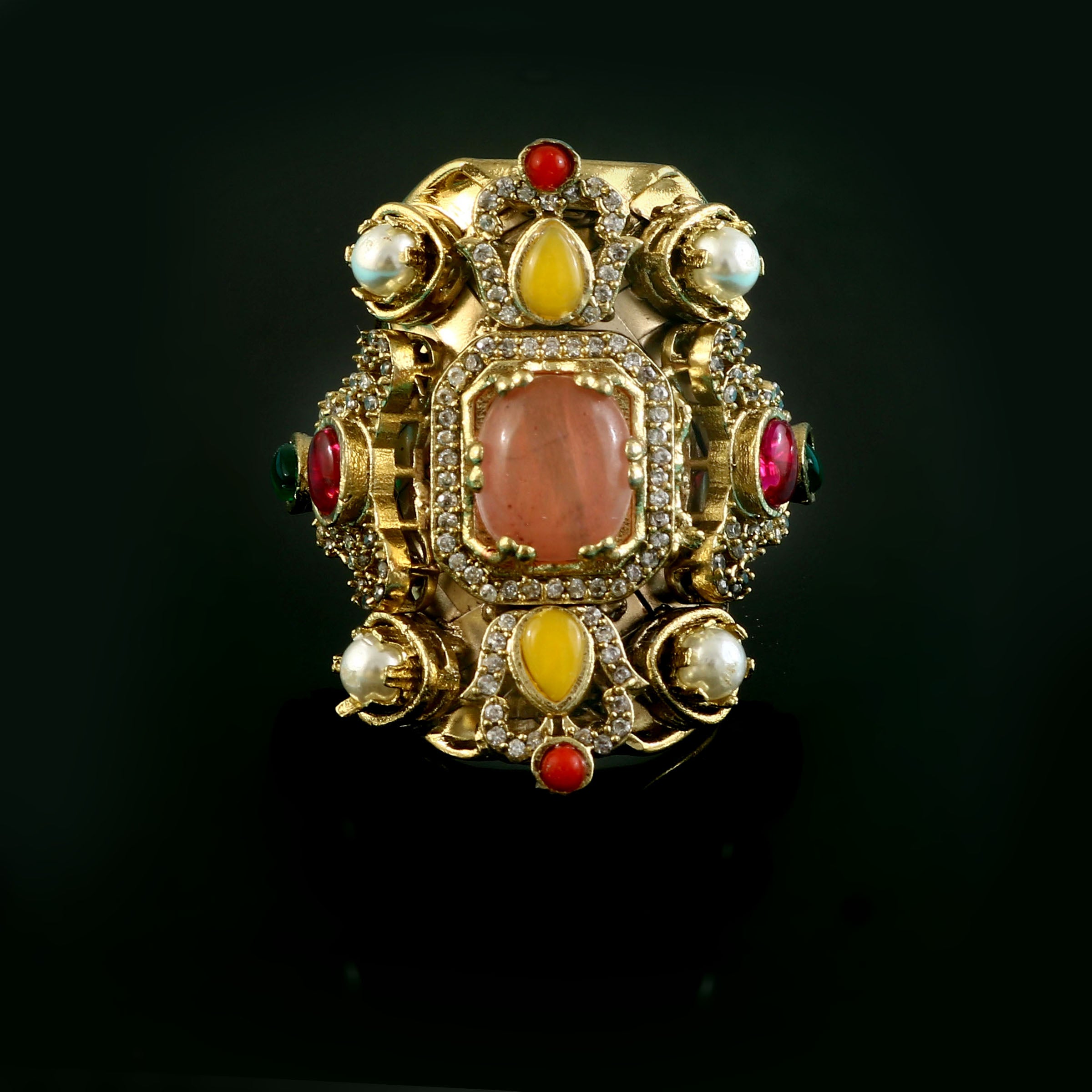 RG-124 - Jadau Kundan Ring with Emerald