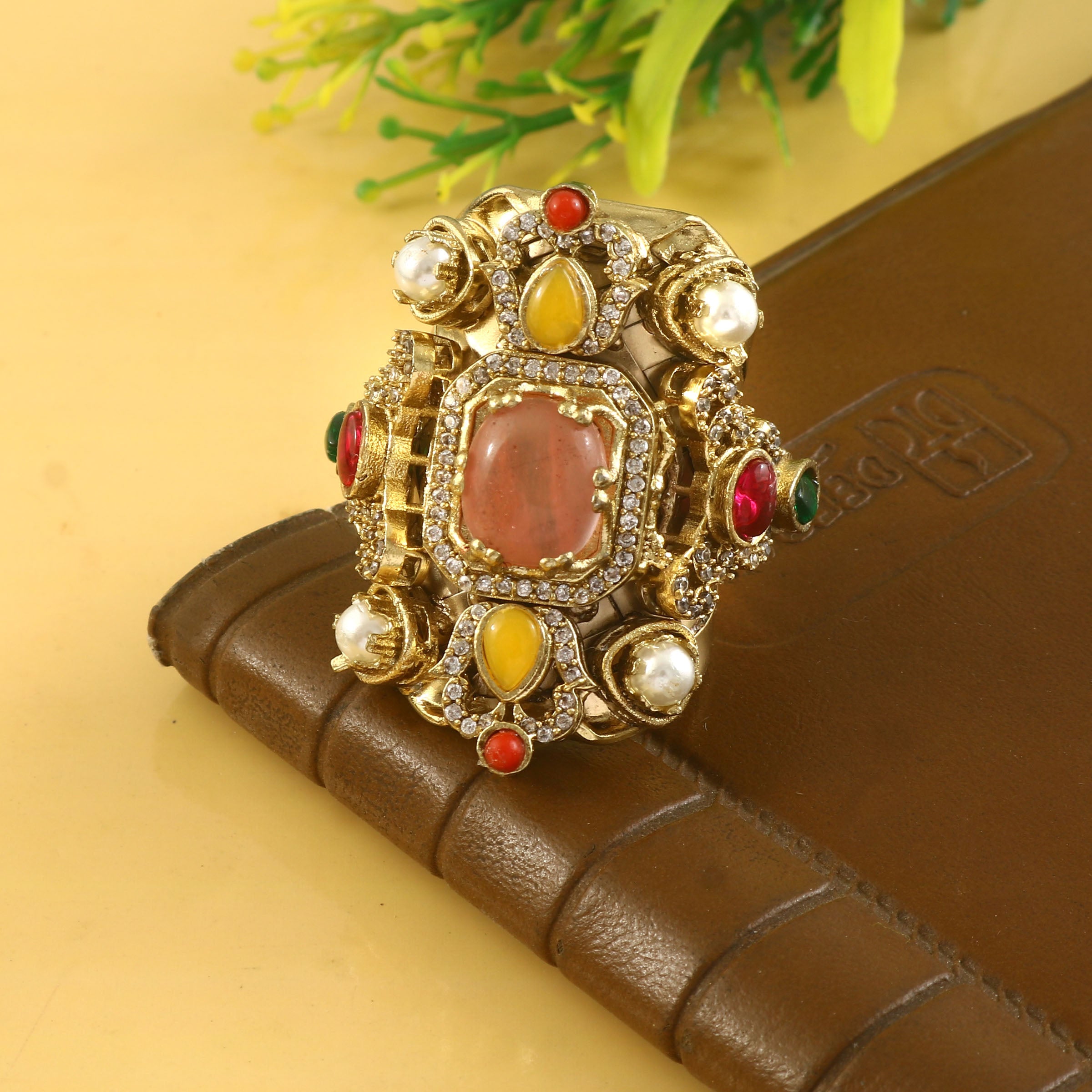 RG-124 - Jadau Kundan Ring with Emerald