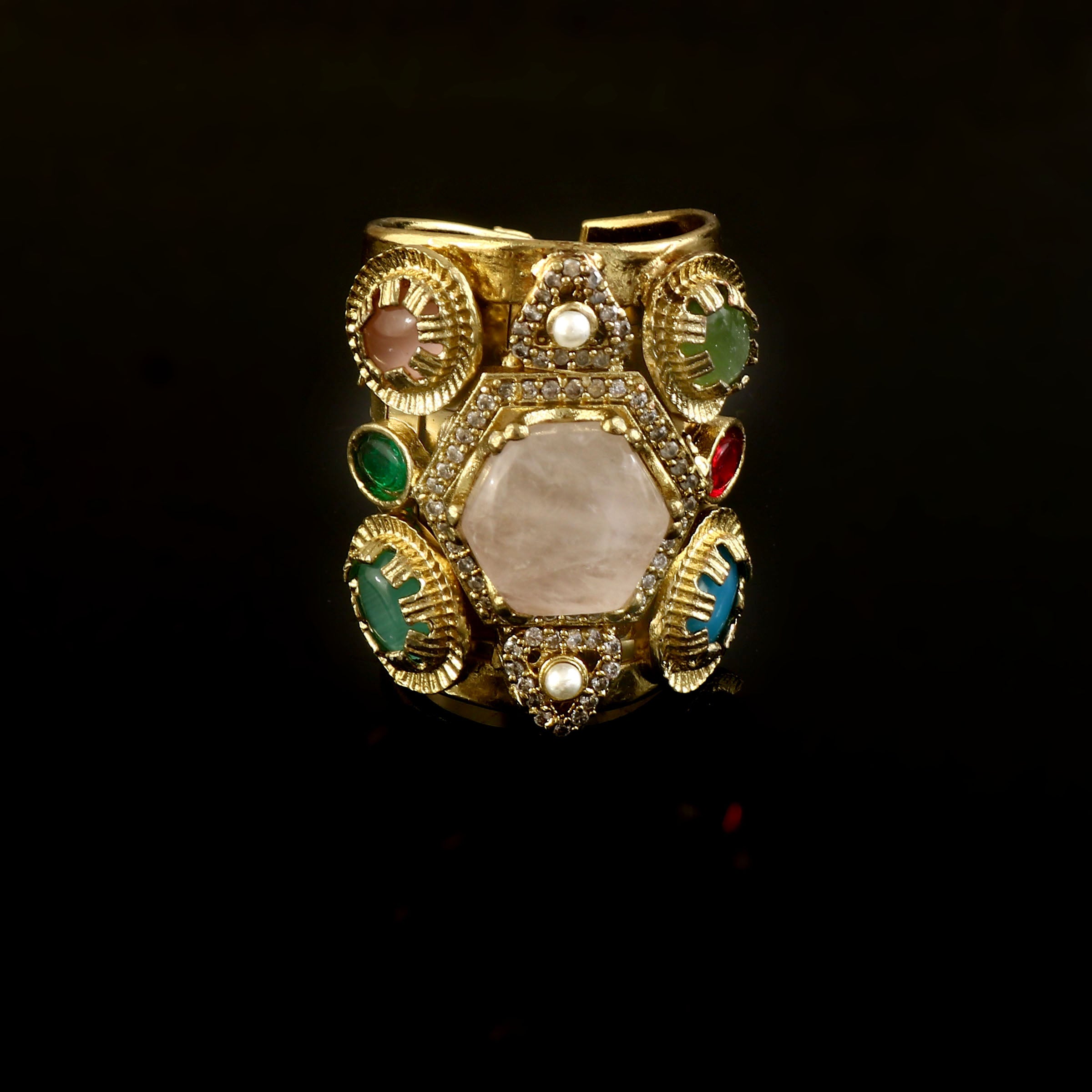 RG-127 - Jadau Kundan Ring with Emerald