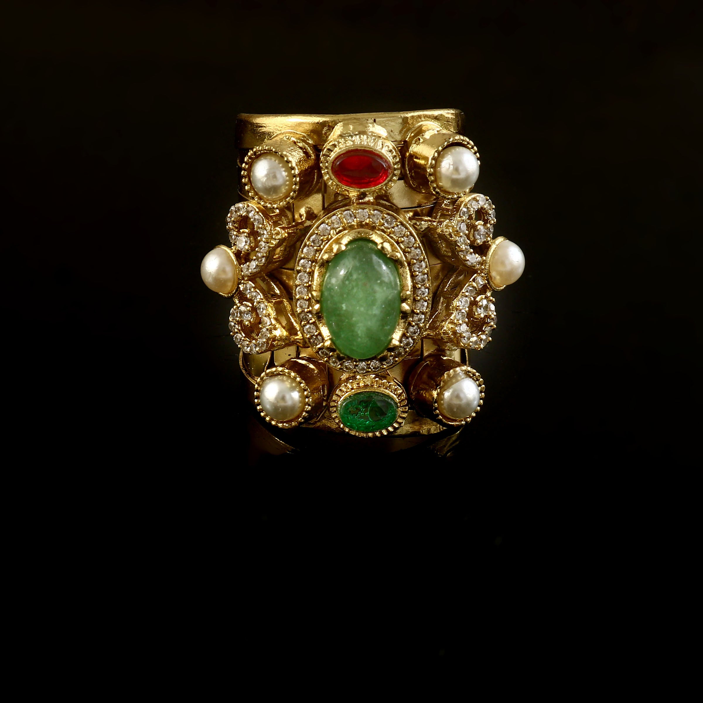 RG-128 - Jadau Kundan Ring with Emerald