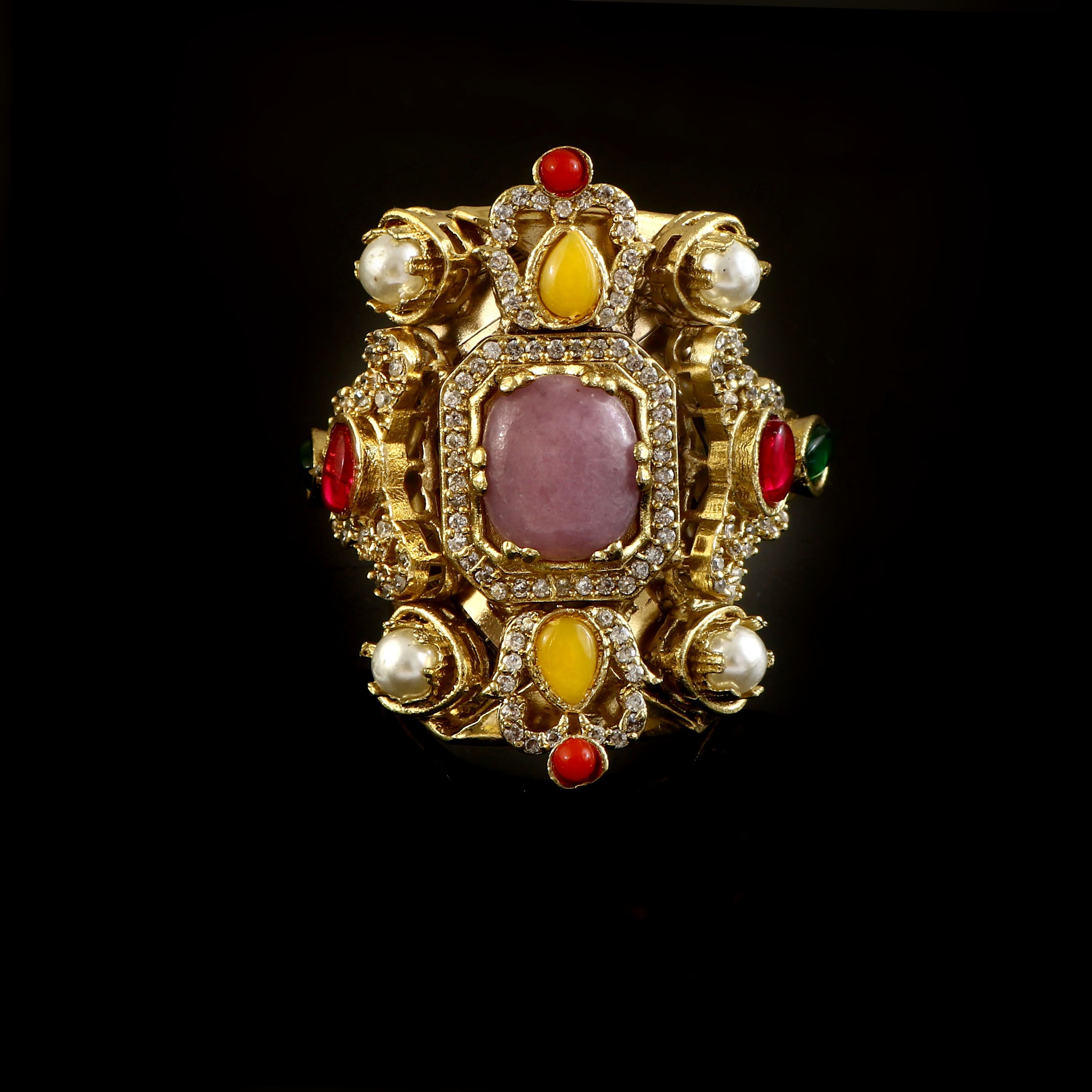 RG-129 - Jadau Kundan Ring with Emerald