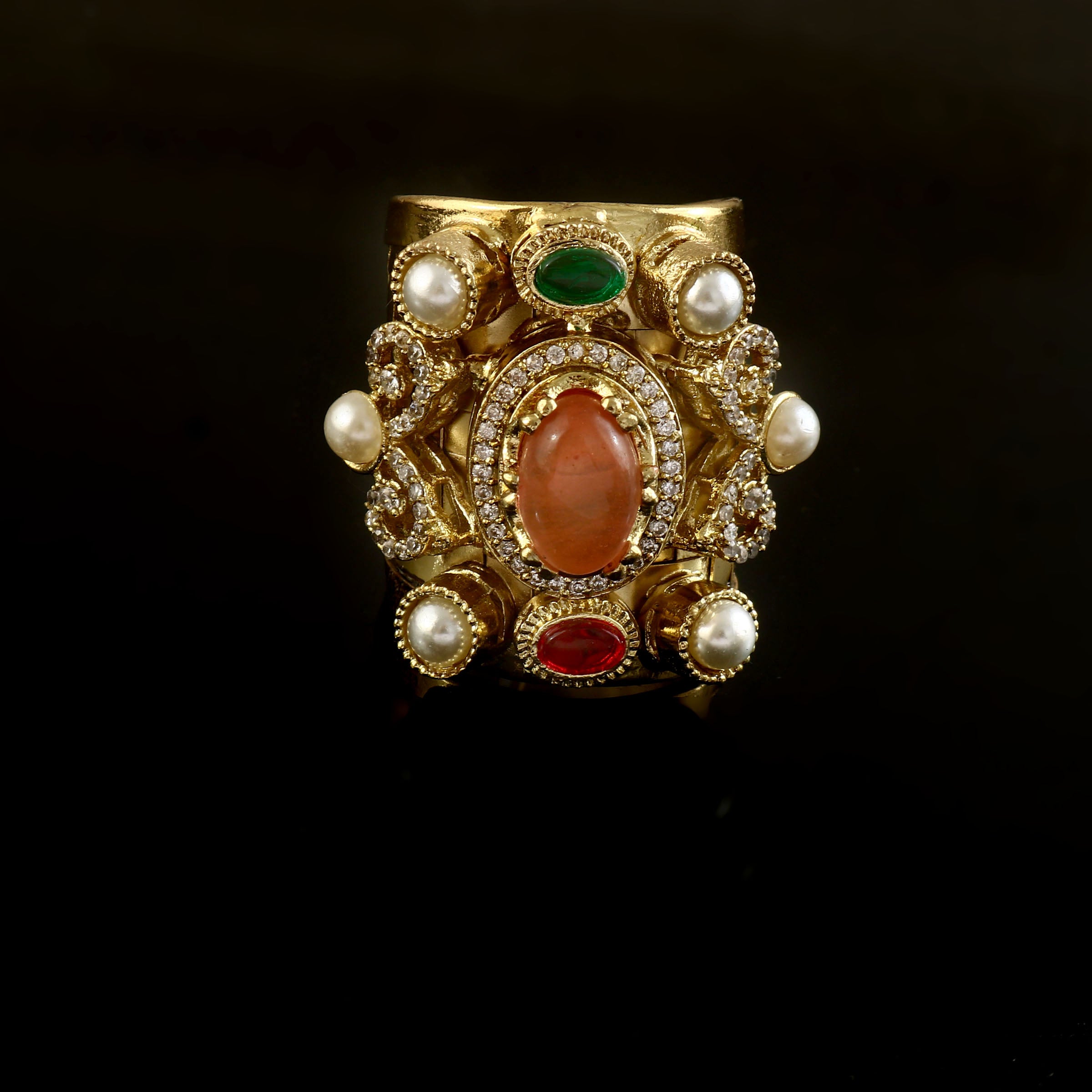 RG-132 - Jadau Kundan Ring with Emerald