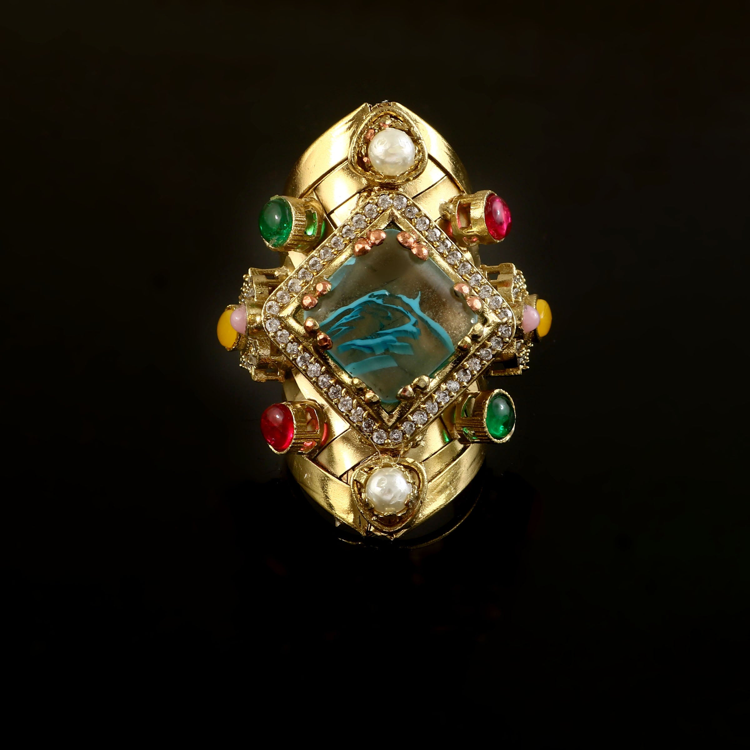 RG-133 - Jadau Kundan Ring with Emerald