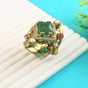 RG-138 - Jadau Kundan Ring with Emerald