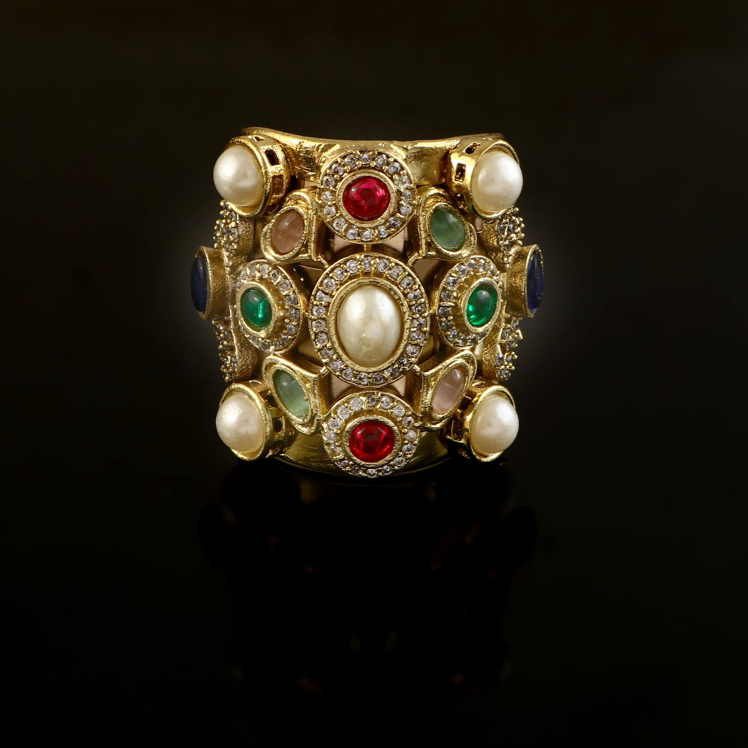 RG-139 - Jadau Kundan Ring with Emerald